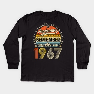 Awesome Since September 1967 Vintage 56th Birthday Kids Long Sleeve T-Shirt